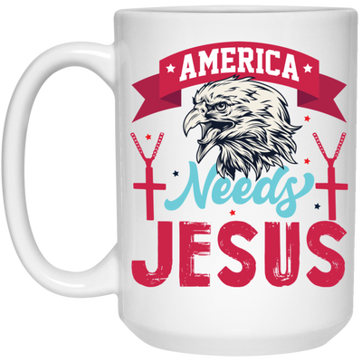 Eagle Icon, American Needs Jesus, American Eagle, Jesus Love Gift White Mug