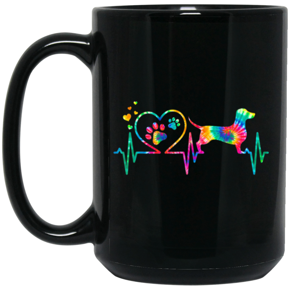 Dachshund Doxie Weenie Mom Dad Heartbeat Tie Dye Dog