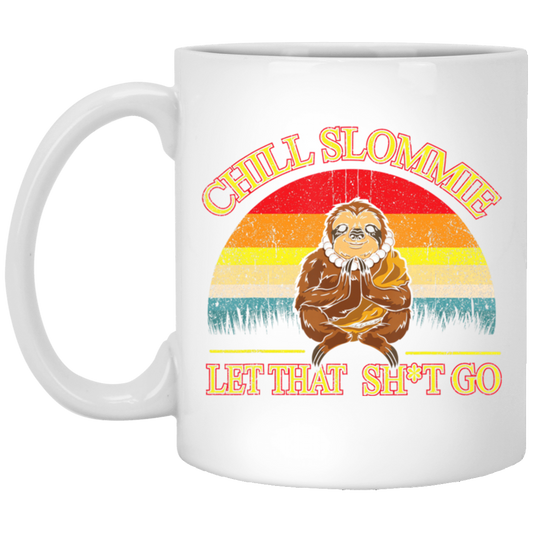 Funny Sloth, Sloth Buddha, Zen Meditation, Retro Chill Slommie Gift, Best Sloth White Mug