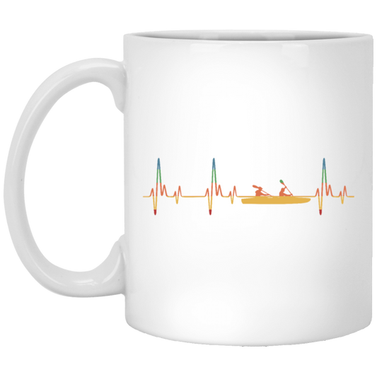 Retro Faltboot Heartbeat Boat Heartbeat Gift White Mug