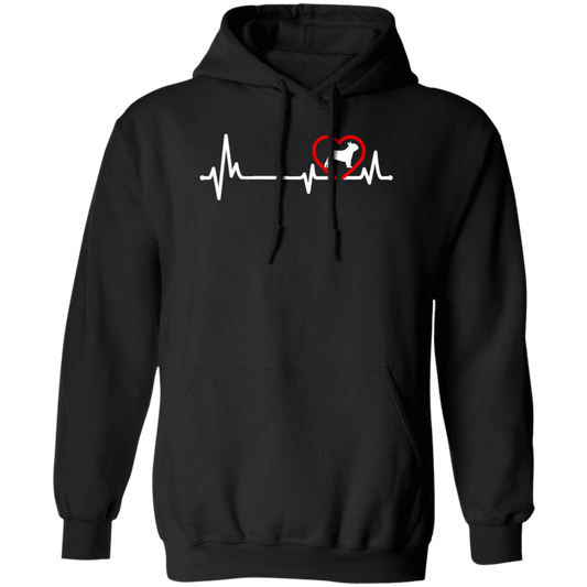 French Dog, Bull Dog Heartbeat, Dog In My Heart, Retro Heartbeat Pullover Hoodie