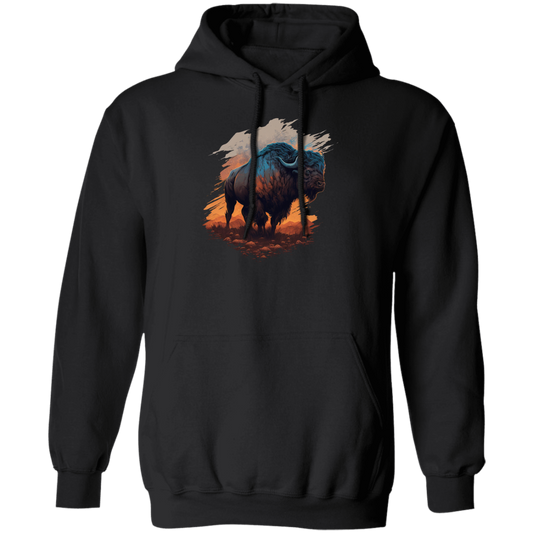 Buffalo Love Gift, Buffalo On A Field, Vintage Style, Cool Buffalo Pullover Hoodie