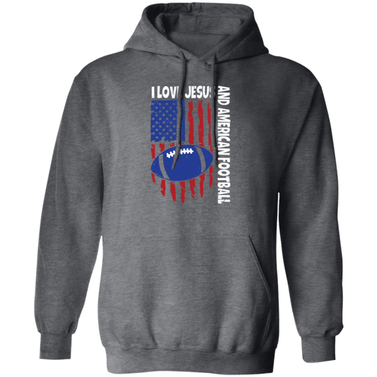 American Flag Gift, I Love Jesus And American Football, Rugby Lover Pullover Hoodie