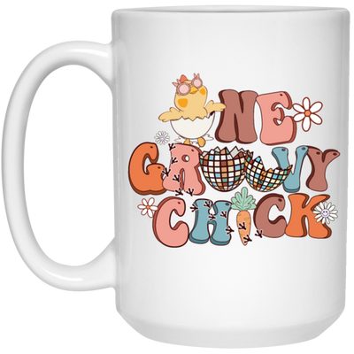 Love Chicken Gift, One Groovy Chick, Retro Chicken, Easter Gift Love White Mug