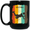 Retro 70s Vintage Volleyball Player Mens Gift Sporty Volleyball Lover Black Mug