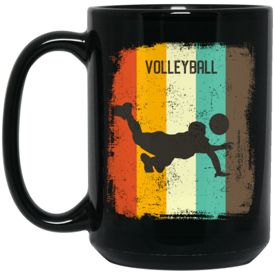 Retro 70s Vintage Volleyball Player Mens Gift Sporty Volleyball Lover Black Mug