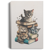 One Tall Stack Of Cats And Books, Cat Bookworm Canvas