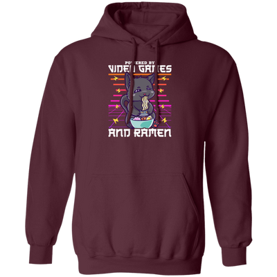 Ramen Anime Cat, Powered By Video Games Pullover Hoodie