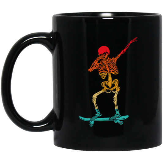 Cool Dabbing Skater Design For Men And Boys Skeleton Vintage Black Mug