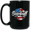 American Baseball, Love Baseball, Love American Football, American Flag In Ball Black Mug