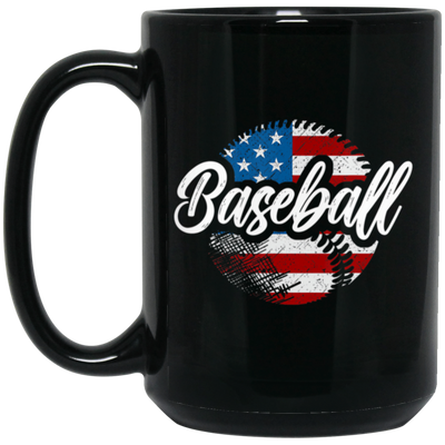 American Baseball, Love Baseball, Love American Football, American Flag In Ball Black Mug