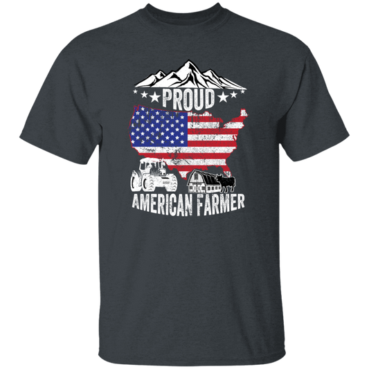 American Flag, Proud American Farmer, Tractor Love Gift, American Farmer Unisex T-Shirt