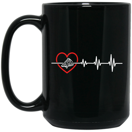 Pizza Lover, Best Food Is Pizza, Pizza Heartbeat, Love Pizza, Pizza And Heartbeat Black Mug