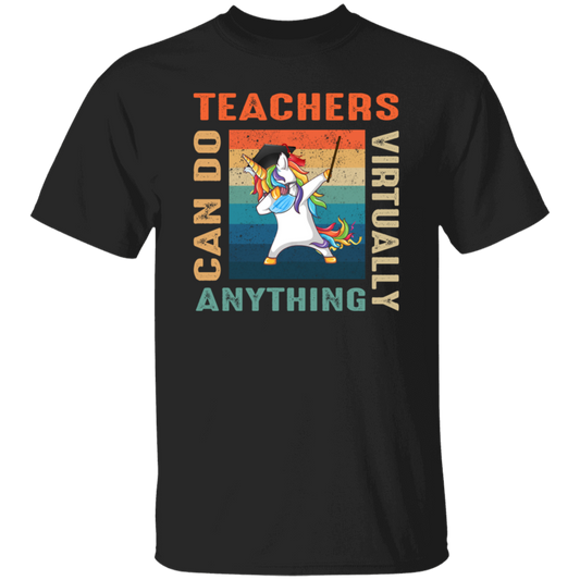 Vintage Teachers Can Do Virtually Anything, Unicorn Template Unisex T-Shirt