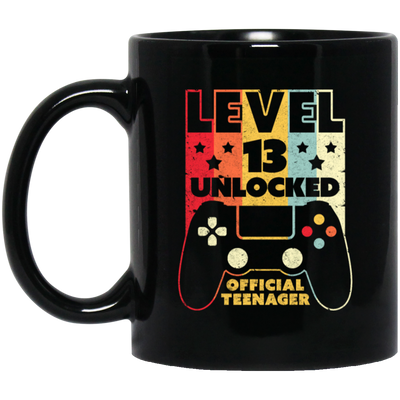 Level 13 Unlocked Official Teenager 13th, Funny Birthday Gift Black Mug