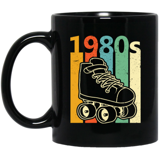 Retro 80s Roller, Vintage Roller Skating, Skate Lover Black Mug