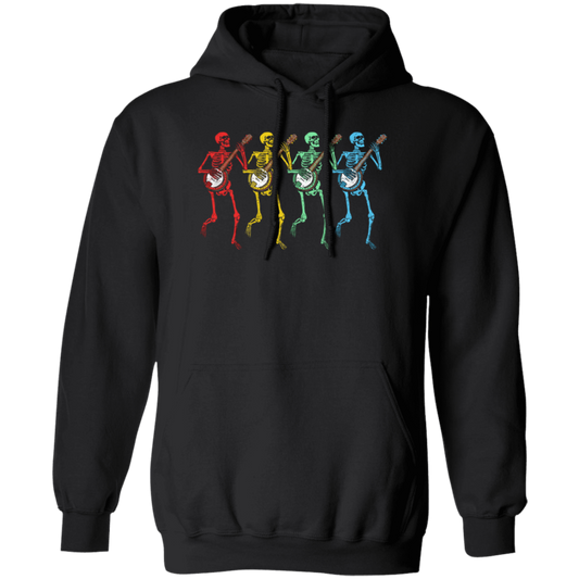 Color Splash, Retro Rainbow Color Dancing Skeletons Banjos