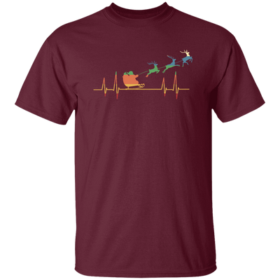 Retro Heartbeat Santa With Deers Unisex T-Shirt