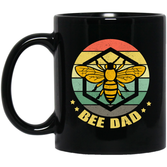 Retro Bee Dad Beekeeper, Beekeeping Honey Bees Black Mug