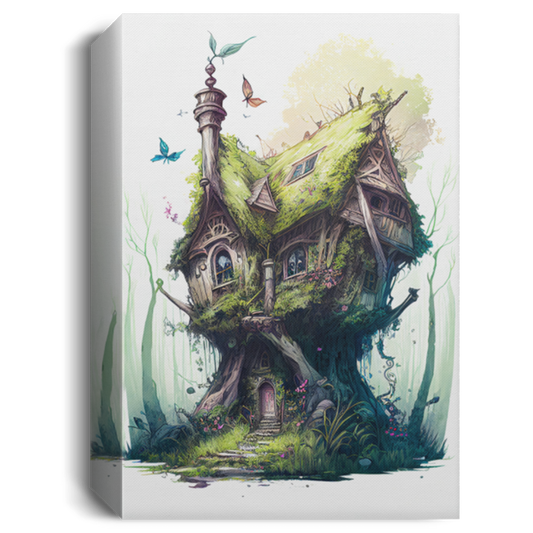 Overgrown Fantasy Fairy House-Fairy Tree Houses Canvas