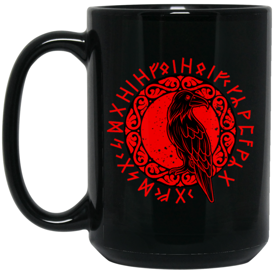 Odin Gift, Raven Vikings, Runes, Huginn Muninn Myth, Black Bird Black Mug
