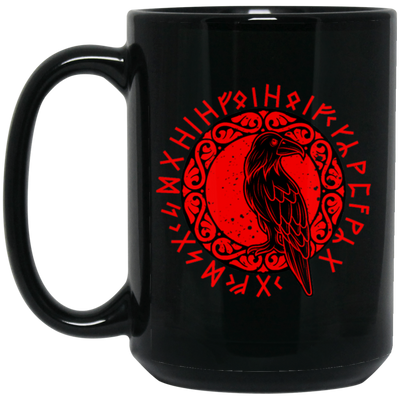 Odin Gift, Raven Vikings, Runes, Huginn Muninn Myth, Black Bird Black Mug