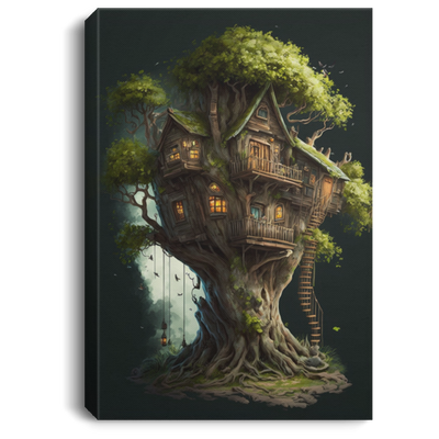 Next Door Tree House, Fantasy Fairy House, Fairy Tree Houses Canvas