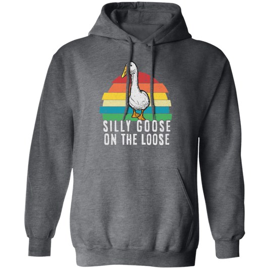 Goose Love Gift, Silly Goose On The Loose, Love Goose Gift, Retro Style Pullover Hoodie