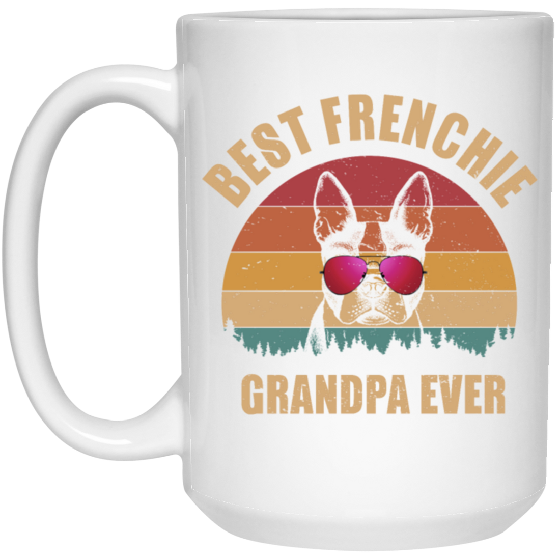 Retro Best Frenchie Grandpa Ever, Bulldog Lover White Mug