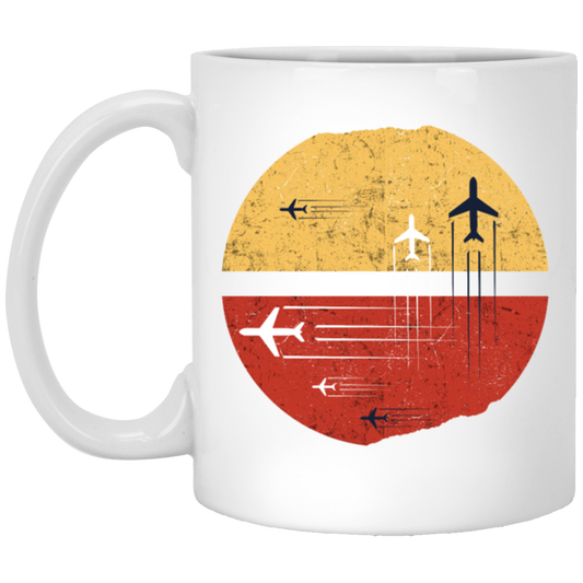 Black And White Aircraft With Circle Jet Fighter Jet Christmas Flying Gift White Mug