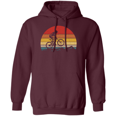 Vintage Biking, Cycling Biker Retro, Riding On Mountain Retro Pullover Hoodie