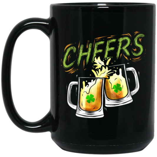 Patrick Party, Cheers With Beers And Shamrock, Love Beer And Shamrock Black Mug