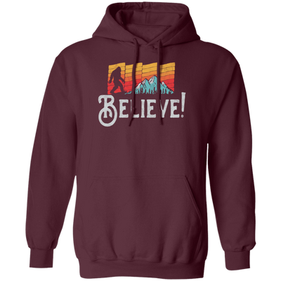 Retro Bigfoot, Believe Bigfoot Sasquatch, Retro Bigfoot Love Gift Pullover Hoodie