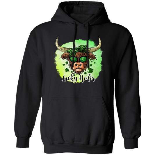 Bull Head Gift, Patricks Cow Lover, Lucky Heifer Gift, Bull And Shamrock Pullover Hoodie