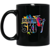 Design For Skier Born To Ski Colorful Ski Gift Birthday New Year Day Black Mug