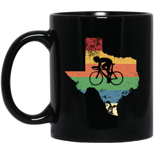 Retro Texas Biker Love Mountain Biking Distressed Black Mug