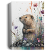 An Addorable Baby Beaver, Beaver Lover Art, Watercolor Bear Canvas