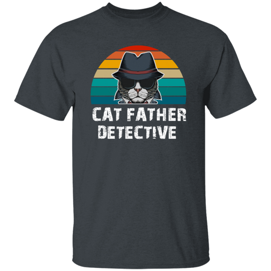 Show off your love of cats with this Cat Father Detective Funny, Cat Lover Tshirt. Made with 100% cotton, this durable tshirt features a funny print on front of a detective-style cat and is perfect for any cat-lover.