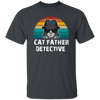 Show off your love of cats with this Cat Father Detective Funny, Cat Lover Tshirt. Made with 100% cotton, this durable tshirt features a funny print on front of a detective-style cat and is perfect for any cat-lover.