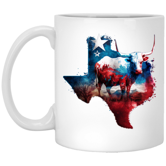 Love Texas, Cow In Texas, Best Of Texas, Best Cow Lover Gift, Texas Cow White Mug