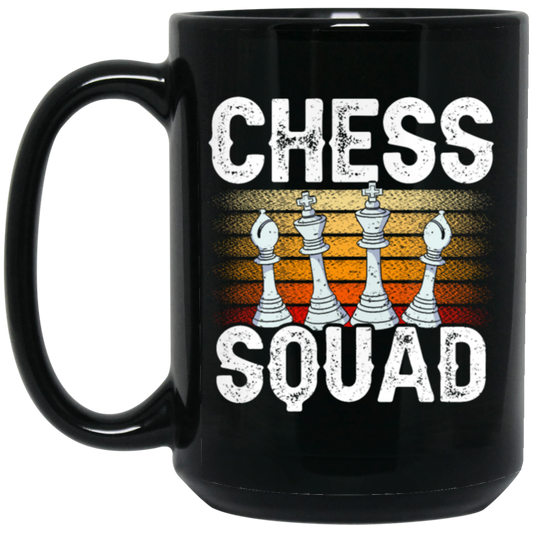 Squad In Sport, Chess Squad Gift, Intelligent Sport, Hobby Player Lover Match Gift Black Mug