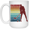 Retro Hockey Player, Field Hockey Indoor Hockey White Mug