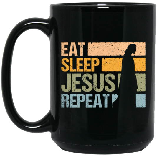 Love Jesus Eat Sleep Jesus Repeat God Faith Christian Retro Gift