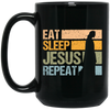 Love Jesus Eat Sleep Jesus Repeat God Faith Christian Retro Gift