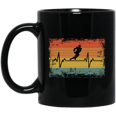Retro Heartbeat Football Gift Black Mug