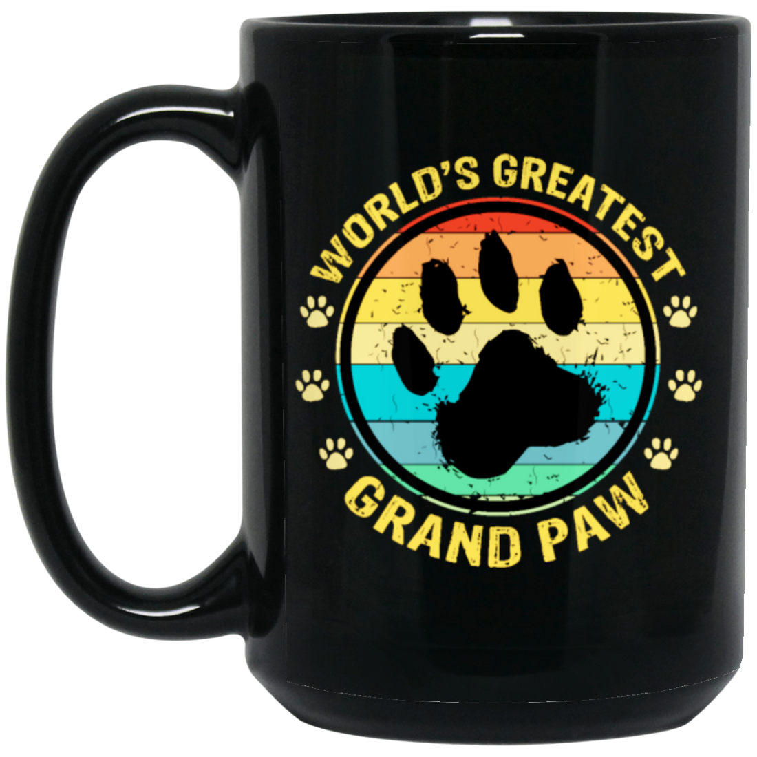 Worlds Greatest Grand Paw, Grandpa Dog Lover, Retro Paw Love Black Mug