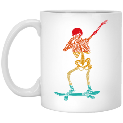 Cool Dabbing Skater Design For Men And Boys Skeleton Vintage White Mug