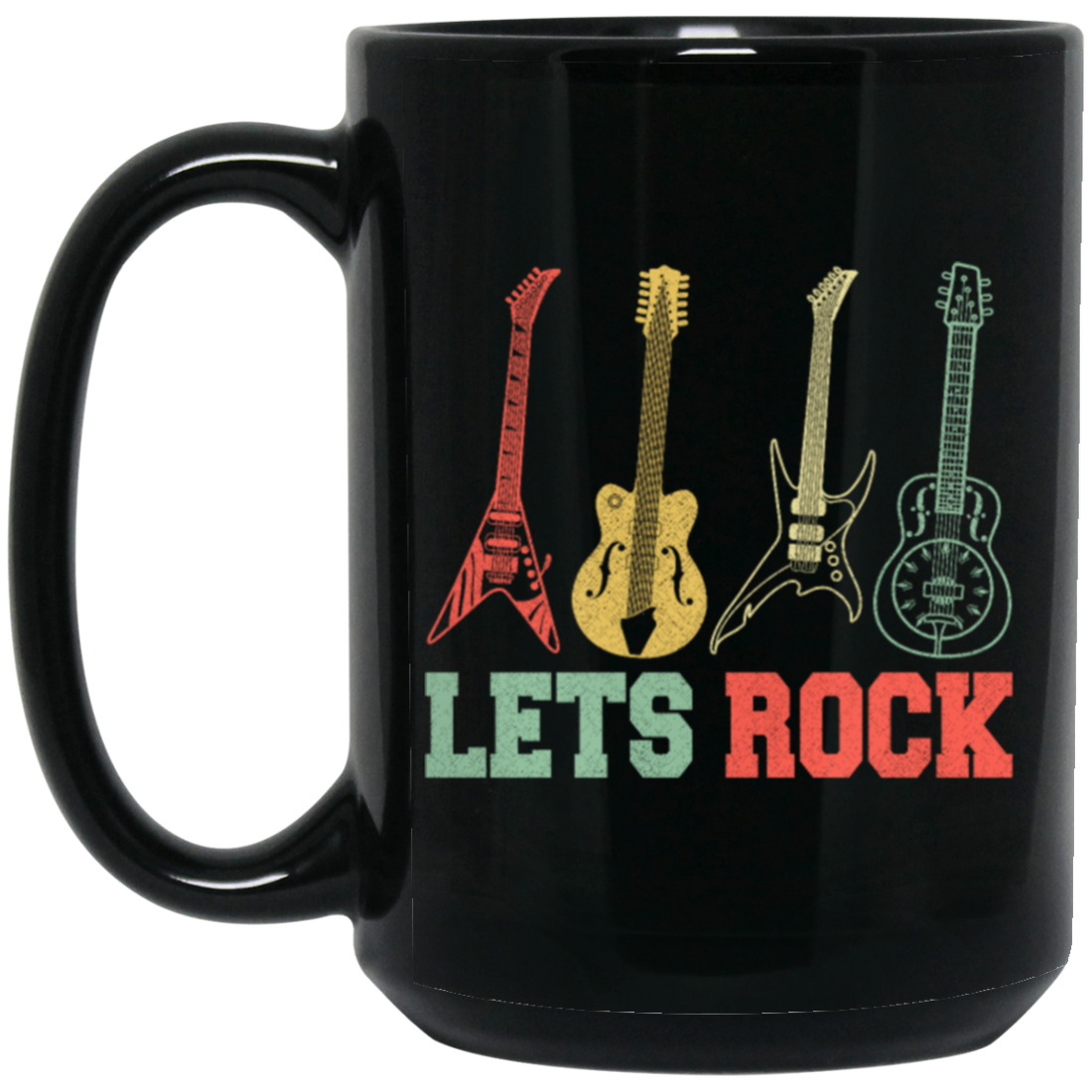 Guitar Rock Music Rock And Roll Music Vintage Instrument Black Mug