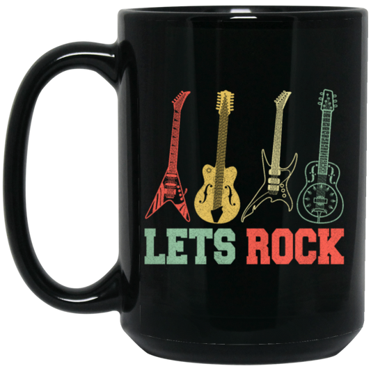 Guitar Rock Music Rock And Roll Music Vintage Instrument Black Mug