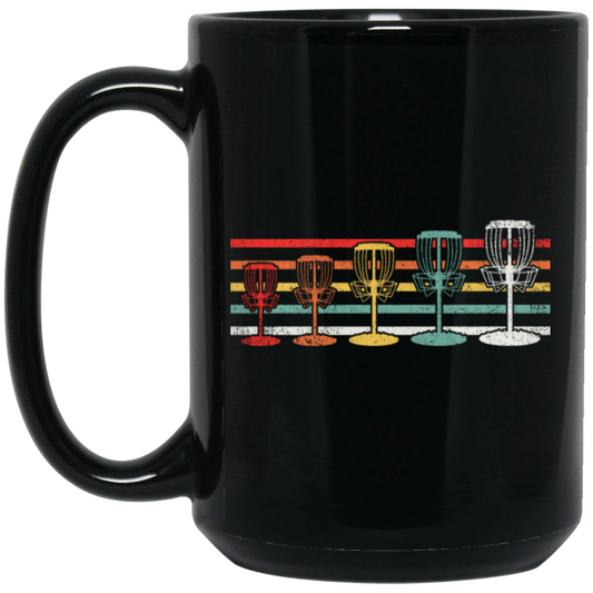 Disc Golf Gift, Retro Disc Golfing, Frisbeesport Gift, Retro Golf Lover Gift Black Mug